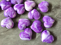 Purple Large HEART Beads, 20mm nugget bead, purple jewelry, bangle beads, purple bracelet Valentine’s Day love anniversary February