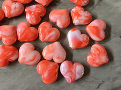 Orange Large HEART Beads, 20mm nugget bead, orange jewelry, bangle beads, orange bracelet Valentine’s Day love anniversary February