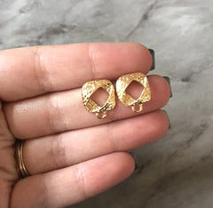 Gold twisted 16mm post earring teardrop blanks, gold drop earring, gold stud earring, gold jewelry, gold dangle DIY earring making round