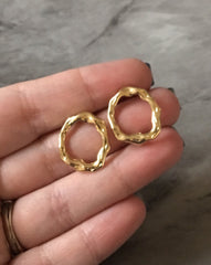 Gold wreath 20mm post earring circle blanks, gold drop earring, gold stud earring, gold jewelry, gold dangle DIY earring making round