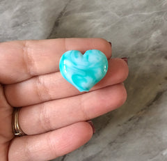 Turquoise & White Large HEART Beads, 20mm nugget bead, blue jewelry, bangle beads bracelet Valentine’s Day love anniversary February