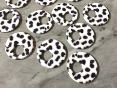 Cow Print resin Black & White Acrylic Blanks Cutout, round earring pendant circle making, 35mm 1 Hole earring blanks jewelry diy