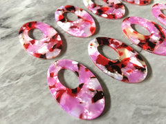 Pink White Red Brown Confetti Resin Acrylic OVAL Blanks Cutout, earring bead jewelry making, 38mm pendant jewelry, valentine earrings DIY