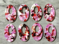Pink White Red Brown Confetti Resin Acrylic OVAL Blanks Cutout, earring bead jewelry making, 38mm pendant jewelry, valentine earrings DIY