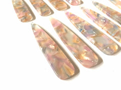 Pastel Rainbow HOLOGRAM stained glass Tortoise Shell Beads, long skinny acrylic 56mm drop Earring Necklace pendant bead one hole top jewelry