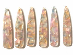 Pastel Rainbow HOLOGRAM stained glass Tortoise Shell Beads, long skinny acrylic 56mm drop Earring Necklace pendant bead one hole top jewelry