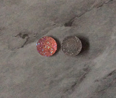 Coral Sparkle 12mm Druzy Cabochons, jewelry making kit, earring set, diy jewelry, druzy studs, 12mm Druzy, cabochon, pink stud earrings