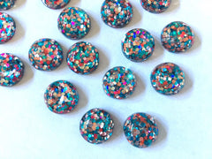 Hot Pink Teal Blue Silver Resin 12mm Druzy Cabochons, jewelry making kit earring set, diy jewelry, druzy studs, 12mm Druzy stud earrings