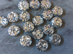 Silver Sparkle Resin 12mm Druzy Cabochons, jewelry making kit earring set, diy jewelry, druzy studs, 12mm Druzy stud earrings