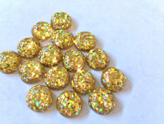 Gold sparkle Resin 12mm Druzy Cabochons, jewelry making kit earring set, diy jewelry, druzy studs, 12mm Druzy stud earrings golden