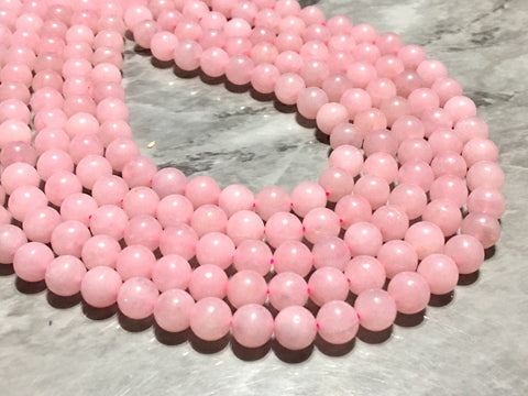 8mm Natural Pink Rose Quartz Beads Strands, Circle Round blush pink gemstone beads, 15" strand WHOLESALE light pink diy jewelry