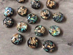 Black Gold Foil confetti Resin 12mm Druzy Cabochons, jewelry making kit earring set, diy jewelry, druzy studs, 12mm Druzy stud earrings