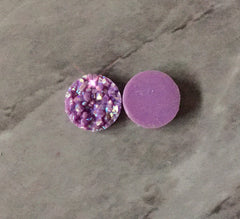 Lavender purple chunky sparkle 12mm Druzy Cabochons, jewelry making kit earring set, diy jewelry, druzy studs, 12mm Druzy stud earrings