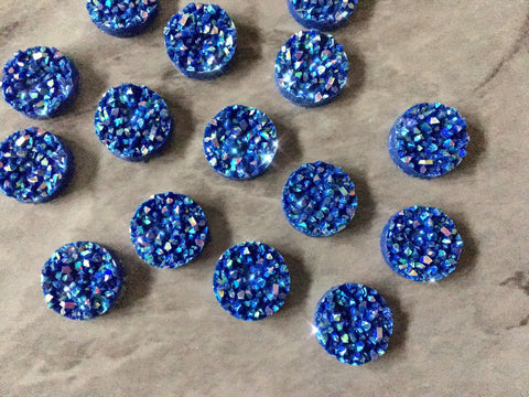 Royal Blue chunky sparkle 12mm Druzy Cabochons, jewelry making kit earring set, diy jewelry, druzy studs, 12mm Druzy stud earrings