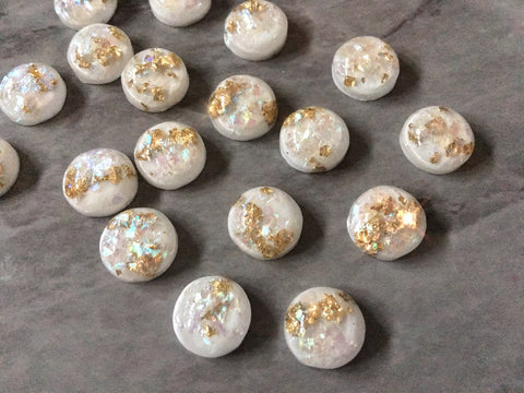 White + Gold Foil confetti Resin 12mm Druzy Cabochons, jewelry making kit earring set, diy jewelry, druzy studs, 12mm Druzy stud earrings