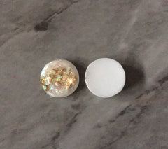 White + Gold Foil confetti Resin 12mm Druzy Cabochons, jewelry making kit earring set, diy jewelry, druzy studs, 12mm Druzy stud earrings