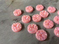 Cotton Candy PINK chunky sparkle 12mm Druzy Cabochons, jewelry making kit earring set, diy jewelry, druzy studs, 12mm Druzy stud earrings