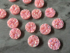 Cotton Candy PINK chunky sparkle 12mm Druzy Cabochons, jewelry making kit earring set, diy jewelry, druzy studs, 12mm Druzy stud earrings