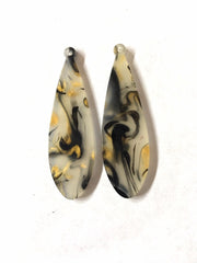 Resin Black & metallic gold swirl teardrop Acrylic Blanks Cutout oval blanks, earring bead jewelry making, 55mm jewelry 1 Hole blanks