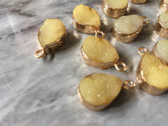 Lemon Yellow Rectangle Druzy Beads with 1 Hole, Faux Druzy Connector Beads, gold druzy, druzy bracelet, bracelet jewelry necklace pendant