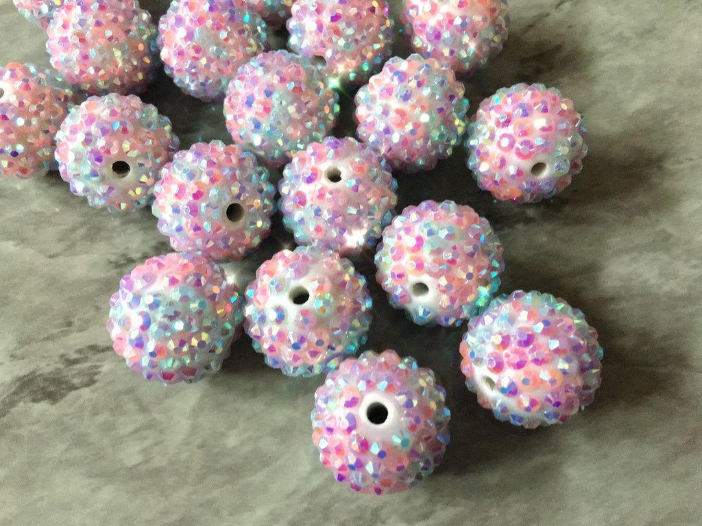 Unicorn 20mm Round beads, circular beads girls statement necklace jewelry, large bubblegum bead earrings white purple blue