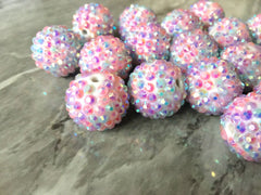 Unicorn 20mm Round beads, circular beads girls statement necklace jewelry, large bubblegum bead earrings white purple blue
