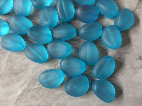 Teal turquoise Frosted matte Jelly Bean Beads, 18mm colorful oval beads, Statement necklace jewelry making acrylic DIY small beads sky blue