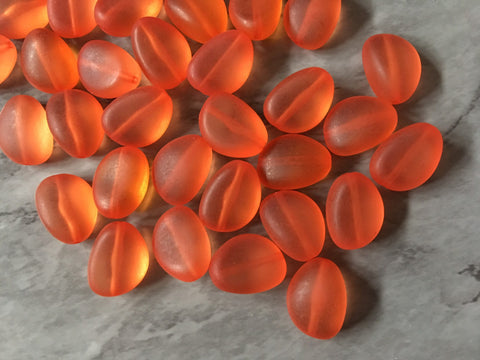 Orange Frosted matte Jelly Bean Beads, 18mm colorful oval beads, Statement necklace jewelry making acrylic DIY small beads pumpkin spice