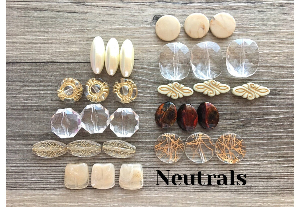 SALE! Neutrals Bead Bag, Gold & clear Acrylic Nugget Jewelry Making Supplies Wire Bangle Bracelet wholesale clearance beads