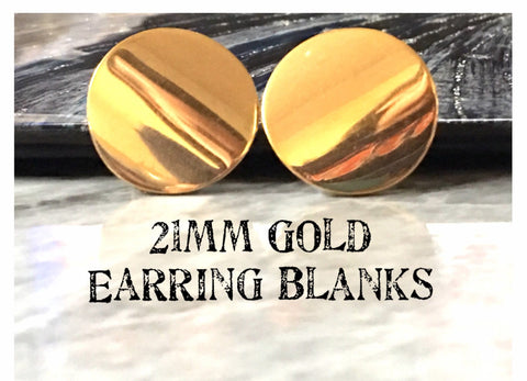 Gold Mirror 21mm gold circle post earring circle blanks, gold drop earring, gold stud earring, jewelry dangle DIY earring making