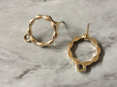 Bubble Wreath Gold 18mm post earring circle blanks, gold drop earring, gold stud earring, gold jewelry, gold dangle DIY earring making