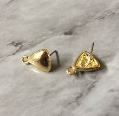 Gold Triangle 15mm gold post earring circle blanks, gold drop earring, gold stud earring, jewelry dangle DIY earring making geometric