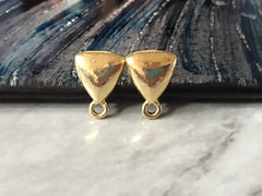 Gold Triangle 15mm gold post earring circle blanks, gold drop earring, gold stud earring, jewelry dangle DIY earring making geometric