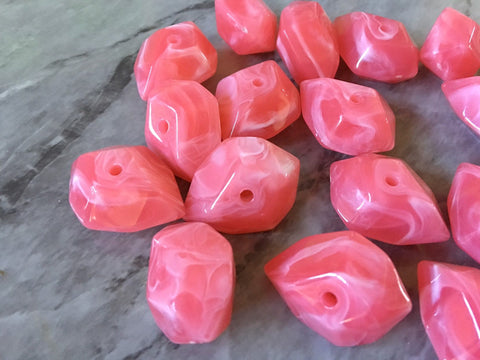 Candy Pink swirl octagon beads, 30mm Oval Beads, Big Acrylic beads, Big Beads, Bangle Beads, Wire Bangle, Beaded Jewelry chunky necklace