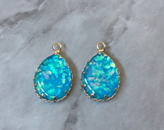 Light Blue HOLOGRAM Pendant Teardrop Beads with 1 Hole, Faux Druzy Pendant Beads, gold druzy, druzy bracelet bangle drop earrings jewelry