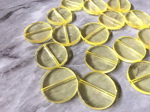 Yellow Circle Beads, 25mm Translucent Beads for Jewelry Making, faceted resin beads, clear jewelry necklace, yellow beads, Yellow jewelry