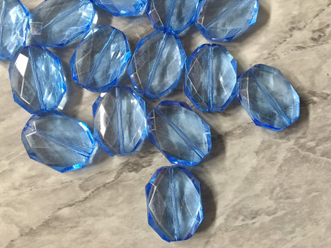 Denim Large Beads, faceted acrylic bead, LUSTER collection, lucite beads, blue bracelet, wire bangle beads, clear jewelry light blue