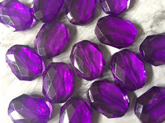 Deep Purple Large Beads, faceted acrylic bead, LUSTER collection, lucite beads, purple bracelet, wire bangle beads, clear jewelry bracelet