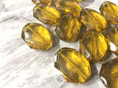 Olive Oil Large Beads, faceted acrylic bead, LUSTER collection, lucite beads, brown bracelet, wire bangle beads, yellow clear jewelry