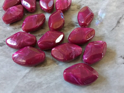 Raspberry 30mm acrylic beads, chunky statement necklace, wire bangle, jewelry making, oval faceted beads, large pink necklace