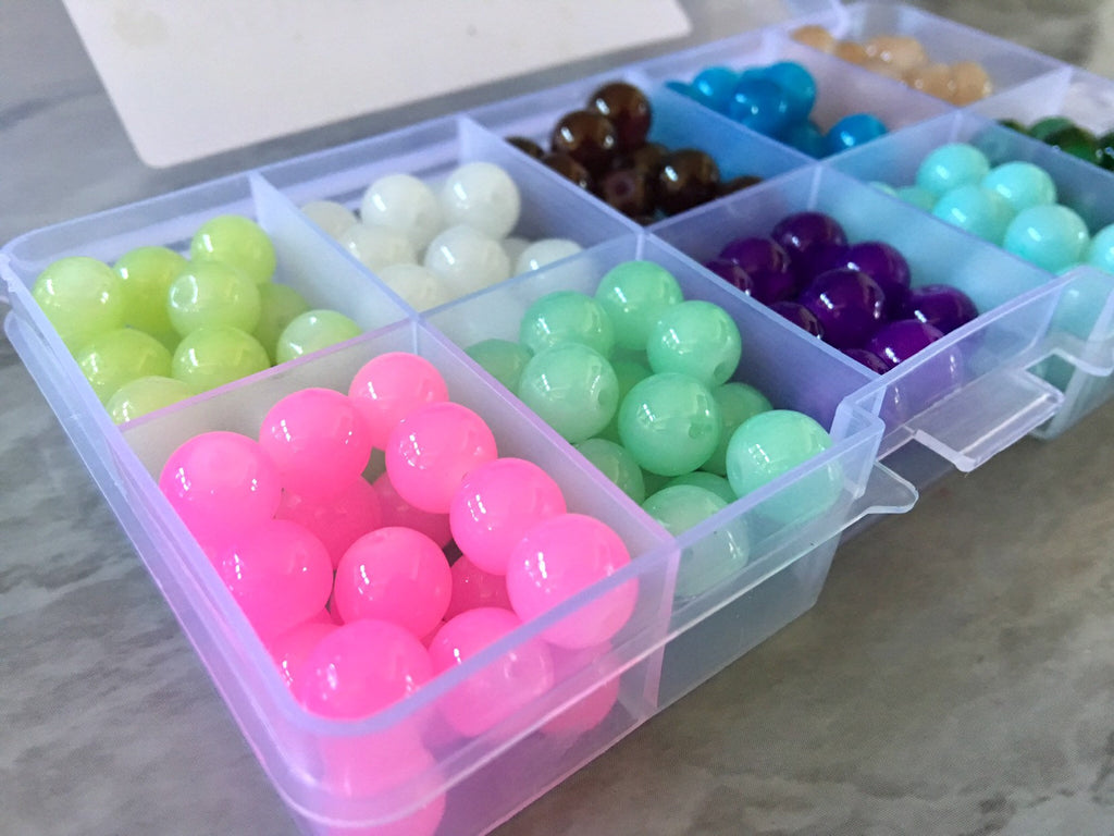 Jewel Tones Bead Kit, 10 color glass bead set, 8mm jelly beads