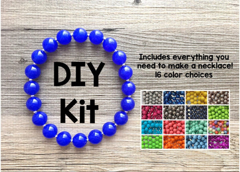 DIY Jewelry Beaded Kit, jewelry making bubblegum bead necklace kit for girls or women, colorful rainbow ball beads circular