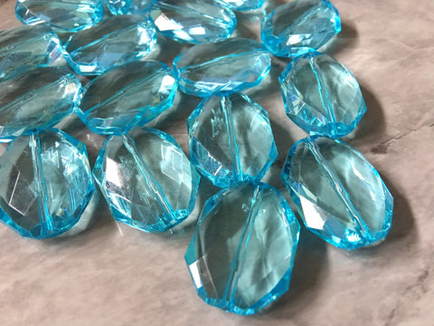 Ice Blue Beads, faceted acrylic bead, LUSTER collection, lucite beads, blue bracelet, wire bangle beads, clear jewelry turquoise blue