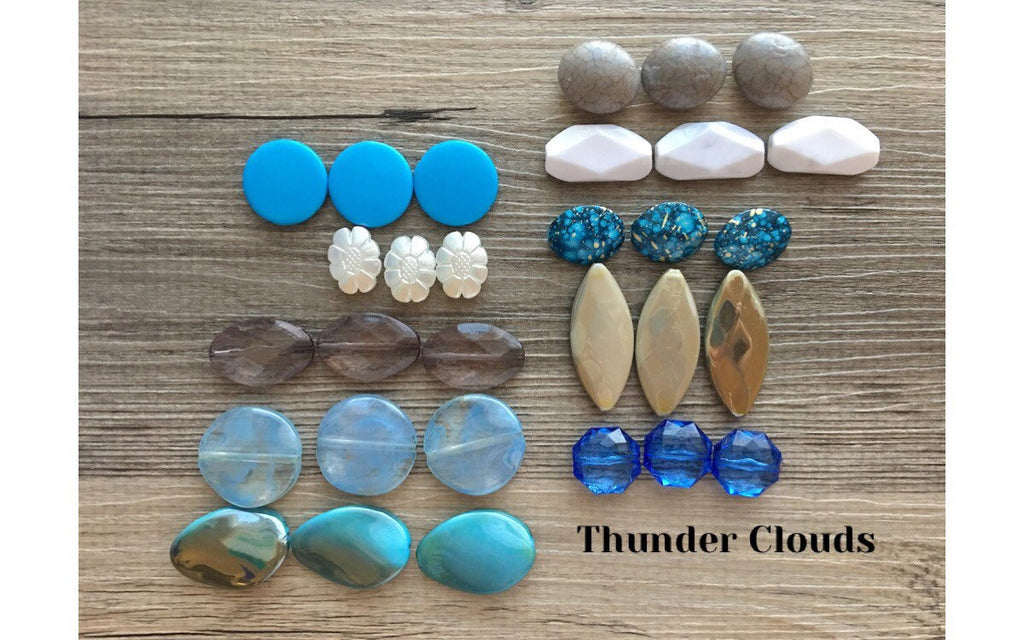 SALE! Thunder Clouds Bead Bag, Gray & Blue Acrylic Nugget Jewelry Making Supplies Wire Bangle Bracelet wholesale clearance beads