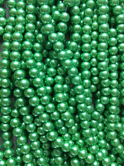 Light Green 8mm Glass WHOLESALE round pearl beads, 30” strand 105 beads, colorful round beads, pearl clearance beads shiny circular