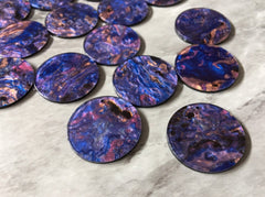 Pink Purple Blue BEACH mosaic Resin Beads, circle cutout acrylic Earring Necklace pendant bead, one hole at top, jewelry acrylic DIY