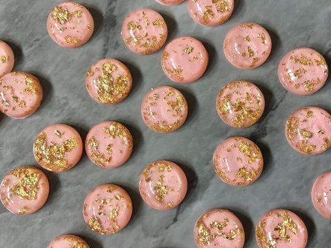 GALAXY Peach + Gold Foil Resin 12mm Druzy Cabochons, jewelry making kit earring set, diy jewelry, druzy studs, Druzy stud earrings pink