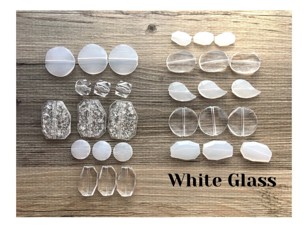 SALE! White Glass Bead Bag, White & clear Acrylic Nugget Jewelry Making Supplies Wire Bangle Bracelet wholesale clearance beads