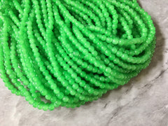 Green Grass 6mm Glass WHOLESALE round beads, 30” strand 140 beads, colorful round beads, Kelly green pride clearance beads