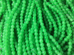 Green Grass 6mm Glass WHOLESALE round beads, 30” strand 140 beads, colorful round beads, Kelly green pride clearance beads